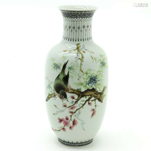 A Polychrome Decor Vase Depicting flowers and bird...