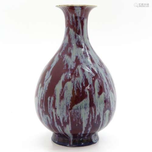 A Purple and Blue Glaze Pear Shaped Vase 32 cm. Ta...
