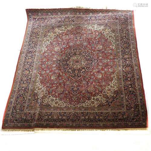 A Very Fine Wool and Cotton Kashan Antique Carpet ...