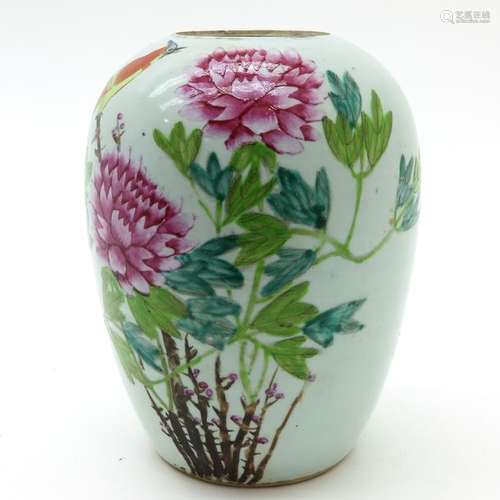 A Polychrome Decor Ginger Jar Depicting flowers an...