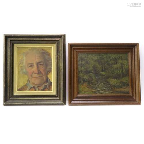 A Lot of 2 Works of Art Including a signed portrai...