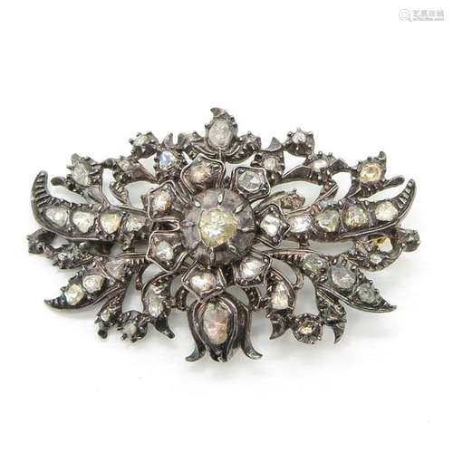 A 19th Century Gold and Silver Brooch Set with dia...