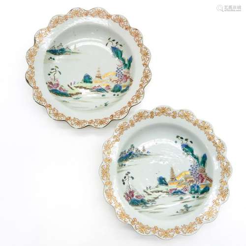 A Pair of Polychrome Decor Plates Landscape decor ...