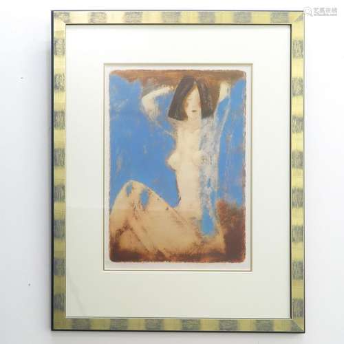 A Signed Lithograph Depicting woman, 36 x 50 cm.	...