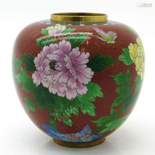 A Cloisonne Vase Floral decor, 20 cm. Tall, metal ...