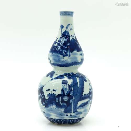 A Blue and White Double Gourd Vase Depicting scene...