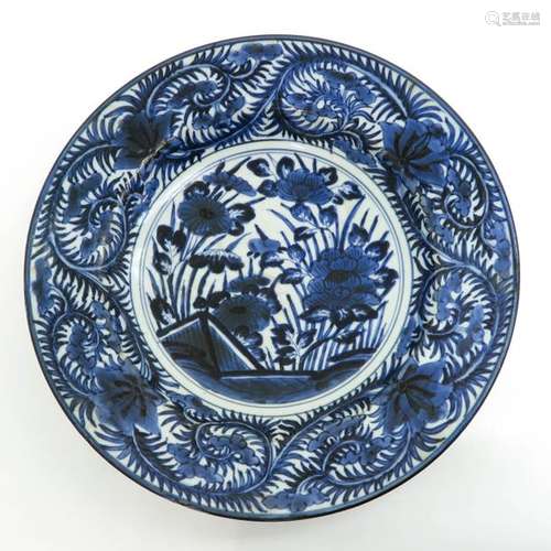 An Arita Blue and White Charger Floral decor, 43 c...