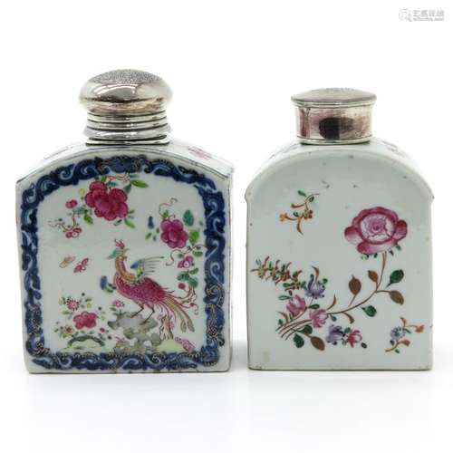 A Lot of 2 Tea Boxes Both in Famille Rose enamels ...