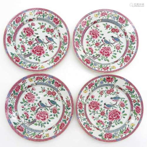 A Series of 4 Famille Rose Plates Depicting flower...