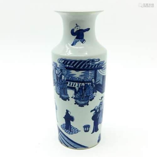 A blue and White Vase Depicting gathering of Chine...