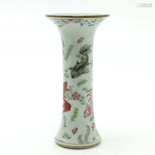 A Polychrome Decor Vase Depicting carp in Famille ...