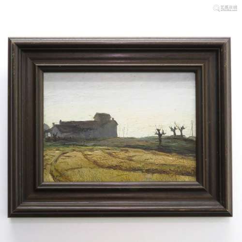 A Painting Signed K. W. Depicting cows, oil on mas...