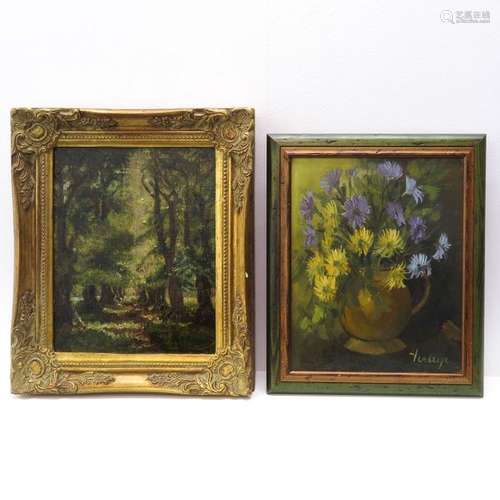 A Lot of 2 Art Works Including still life and fore...