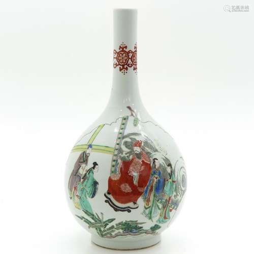 A Famille Verte Decor Vase Depicting landscape wit...