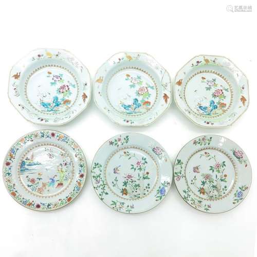 A Lot of 6 Polychrome Decor Plates In diverse deco...