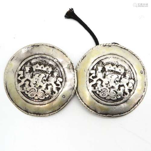 A Set of Silver Walcheren Broekstukken 84 mm. In d...