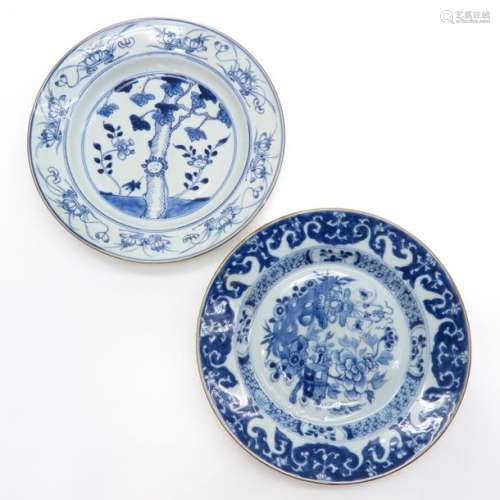 Lot of 2 Blue and White Plates Including one decpi...