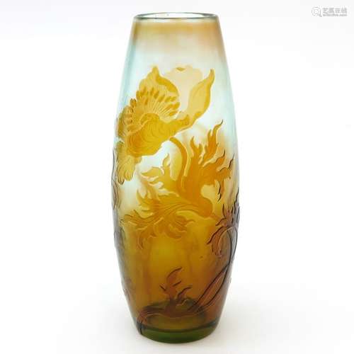 A Fire Polished Signed Galle' Vase Japanese signat...