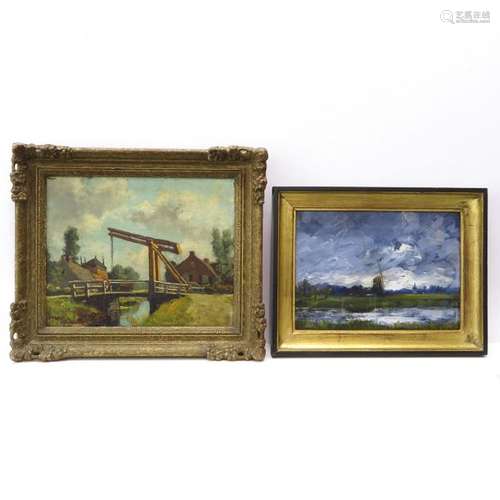 A Lot of 2 Works of Art Including oil on canvas de...