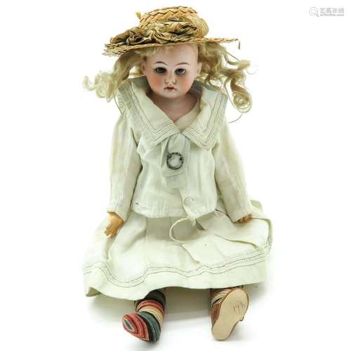 A Heubach Antique Doll Circa 1901 Germany, leather...