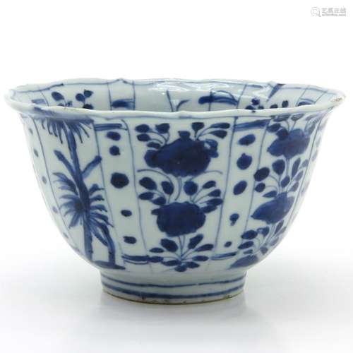 A Blue and White Lobed Bowl Depicting alternating ...