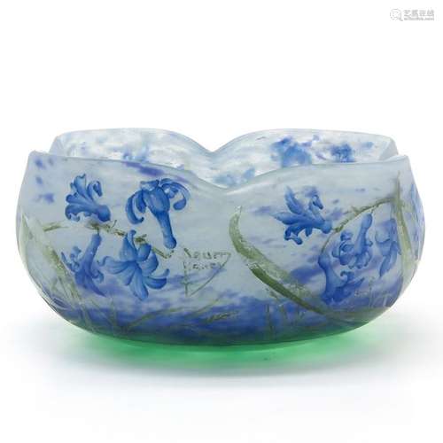 A Daum Nancy Hyacinth Decor Bowl In cameo techniqu...