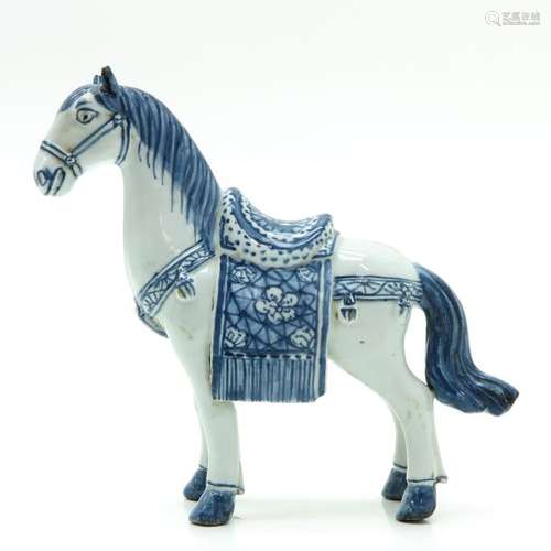 A Blue and White Decor Horse Sculpture 20 cm. Tall...