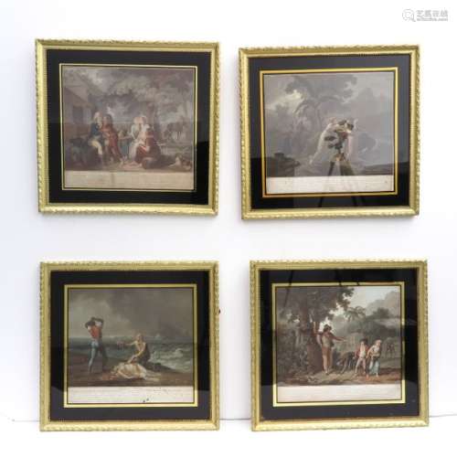 A Series of 4 18th Century Aquatints In original f...