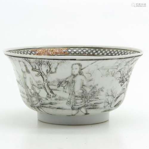 An Encre de Chine Decor Bowl Depicting European sc...