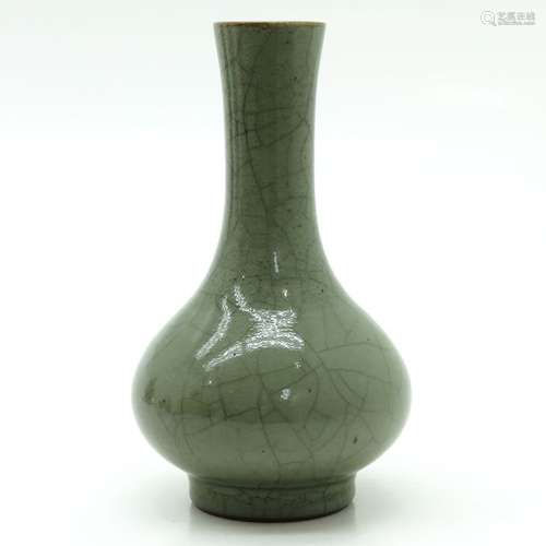 A Green Glaze Monochrome Vase Crackleware backgrou...