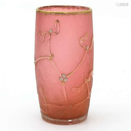 A Daum Nancy Vase Floral decor in marigold colors,...