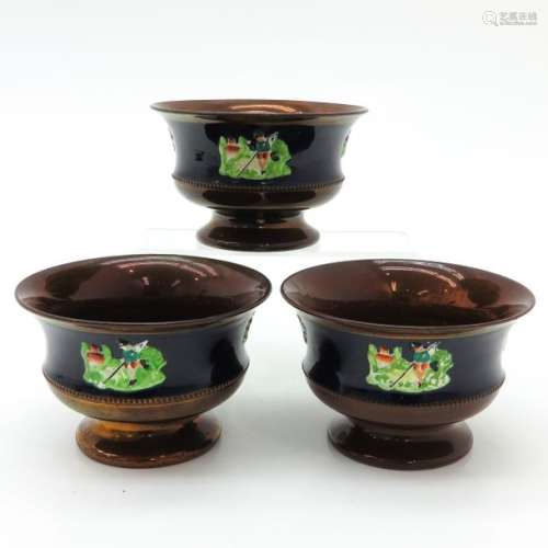 A Lot of 3 19th Century Goldstone English Bowls Lo...