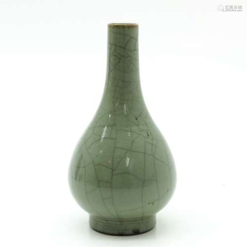 A Green Glaze Monochrome Vase Crackleware backgrou...
