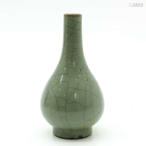 A Green Glaze Monochrome Vase Crackleware backgrou...