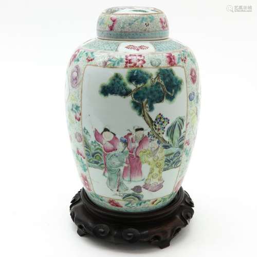 A Famille Rose Ginger Jar Depicting gathering of C...