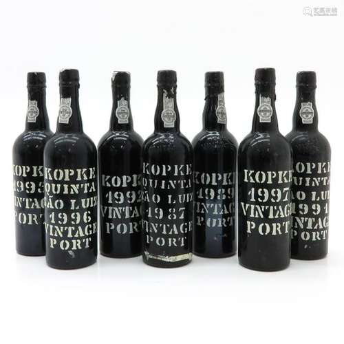 A Lot of 7 Bottles of Kopke Port Including 1987, 1...