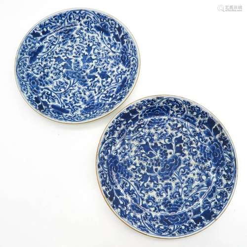 A Lot of 2 Blue and White Chargers Peony decor, 40...