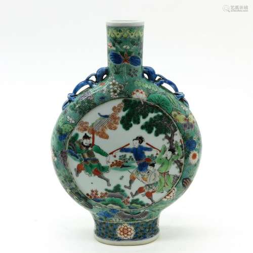 A Famille Verte Decor Moon Vase Depicting Chinese ...