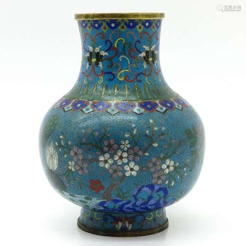 A Cloisonne Vase Floral decor, 31 cm. Tall, restor...