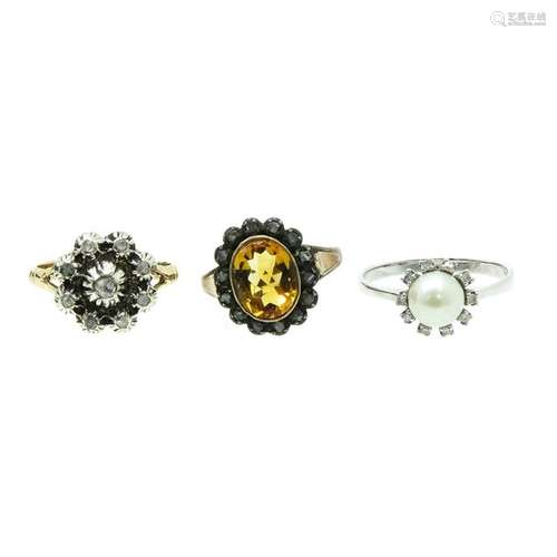 A Lot of 3 Ladies Gold and Diamond Rings Lot of 3....