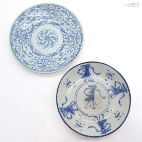 A Lot of 2 Blue and White Plates Including one for...