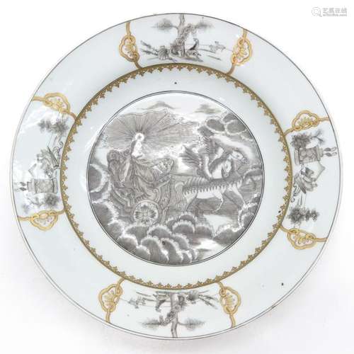 An Encre de Chine Decor Plate Depicting charriot w...