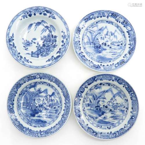 A Lot of 4 Blue and White Plates Including a serie...