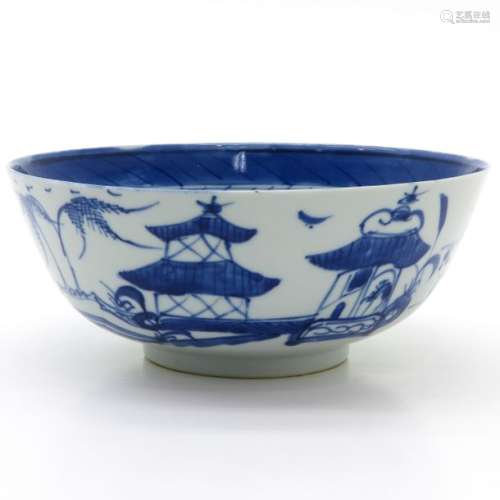 A Blue and White Pagoda Bowl Depicting landscapes ...