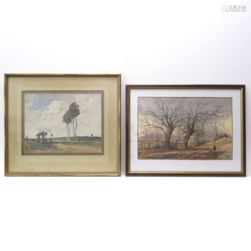 A Lot of 2 Art Works Including a forest scene with...