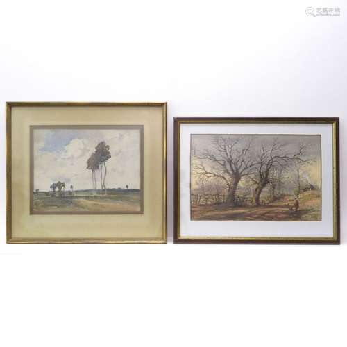 A Lot of 2 Art Works Including a forest scene with...