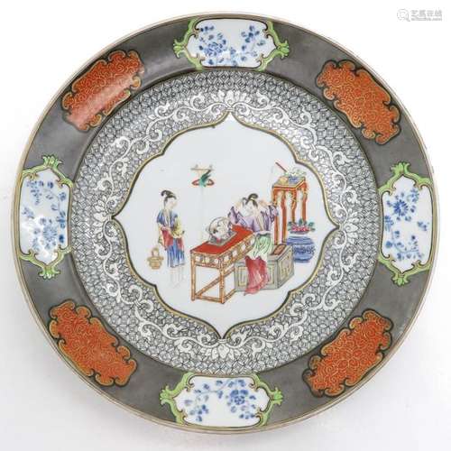 A Polychrome Decor Plate Depicting ladies in gathe...