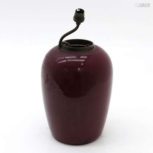 An Oxblood Decor Vase Converted into a lamp, 40 cm...