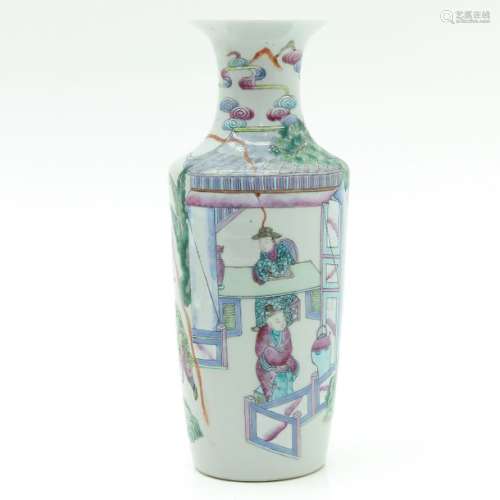 A Famille Rose Vase Depicting gathering of Chinese...