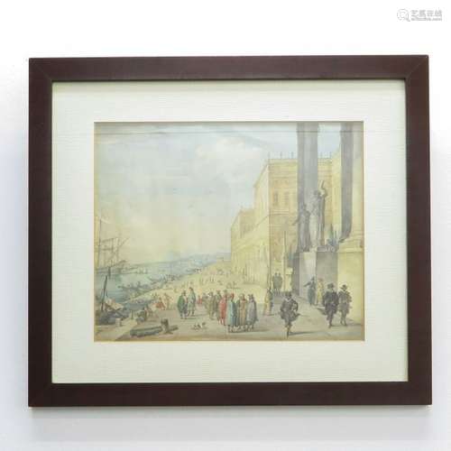 An 18th Century Watercolor Depicting merchants in ...